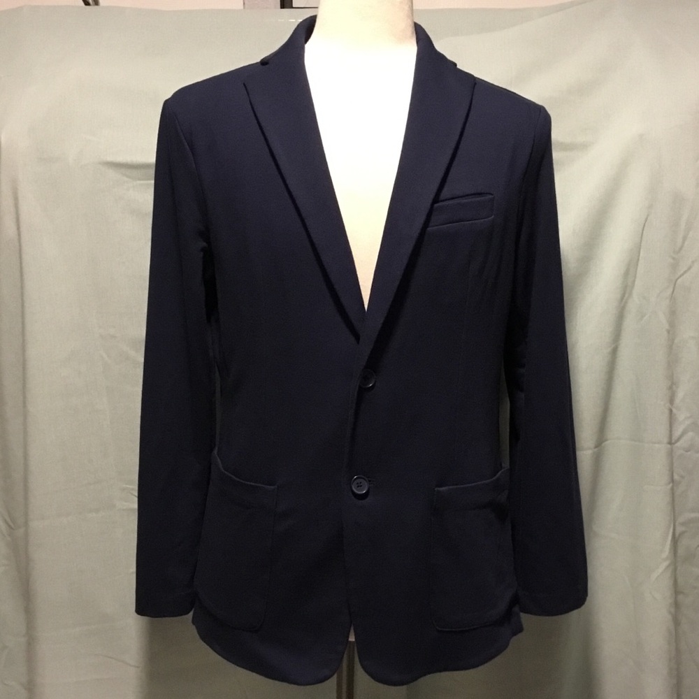 Men's Navy Blazer - Classic Two-Button Suit Jacket